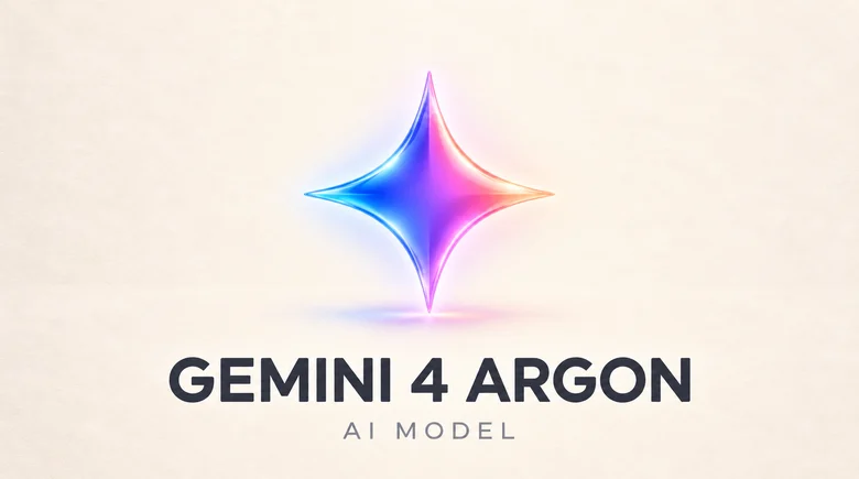 The Gemini four-point star in blue, purple and pink, centred on a cream background, with the words Gemini 4 Argon and AI Model beneath it